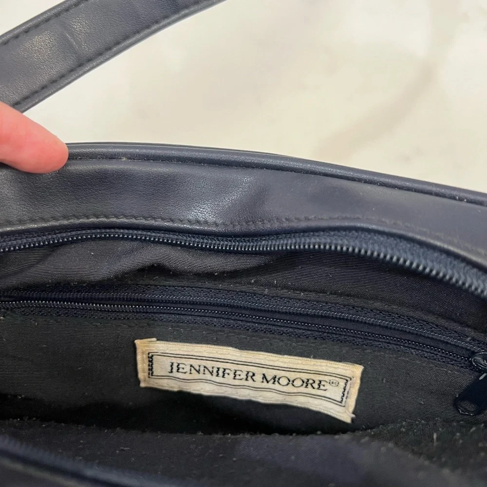 Vintage Jennifer Moore Navy leather Crossbody Bag